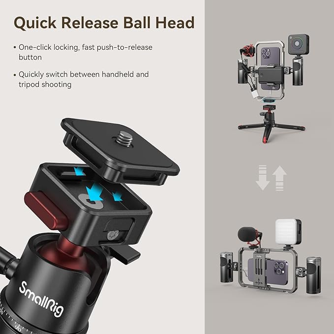 SmallRig All-in-One Universal Phone Video Rig Kit, with Wireless Control Handles, Power Bank Holder, Table Tripod, Universal Phone Cage Kit for iPhone 16/15 /14 Pro/Max Series Vlogging Kit - 4120