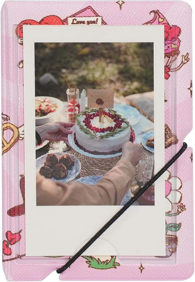 Mini 2x3 Small Polaroid Photo Album Book For 3 Inch Fujifilm Instax Mini 12 11 9 99 8 7+ 40 EVO Camera Film, HP Sprocket, K-pop Photocards. (Cartoon Valentine, 1 Pack)