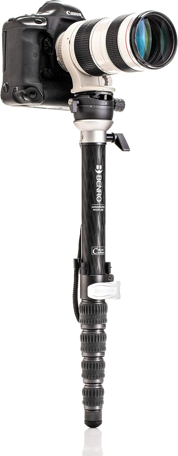 Benro SupaDupa Carbon Fiber Monopod – Lightweight 6-Section Professional Camera & Video Monopod with Leveling Pan Base, Twist Locks, and Reversible Mount for DSLR, Mirrorless & Camcorders (MSDPL46C)