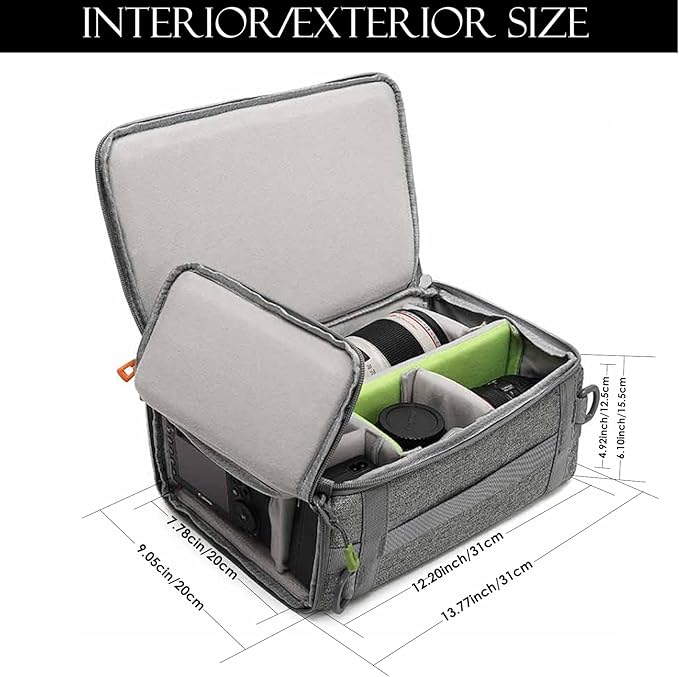 svatin Camera Insert Bag,Shockproof &Pressure-proof Dual Opening Padded Camera Lens Cube Case Backpack,Digital DSLR SLR Mirrorless Cameras Storage,Suitable for mountaineering bags over 20 liters(M)