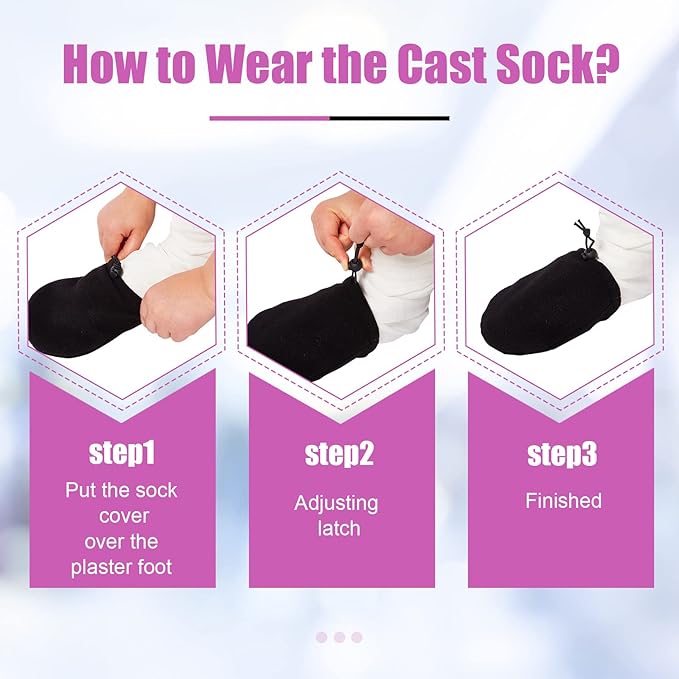 Cast Toe Socks for Women Men 4 Pack Cast Toe Cover Nonslip Protector to Keep Warm, Fits Ankle, Leg and Foot(Purple, Black)
