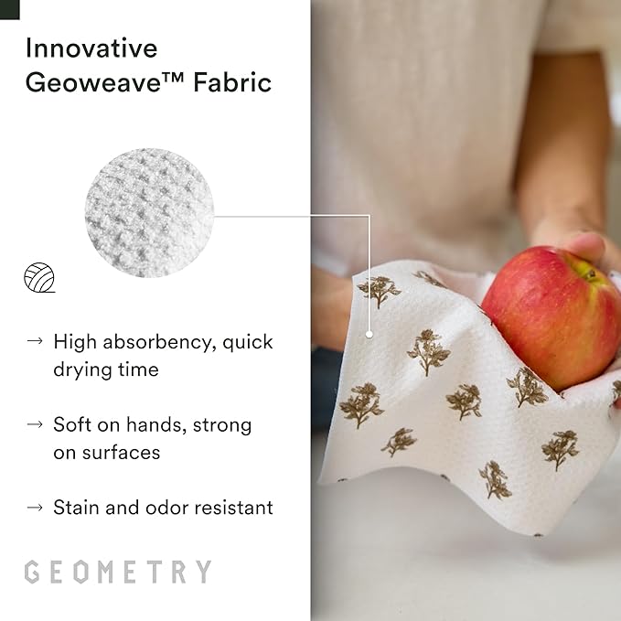 GEOMETRY Dishcloth – Evergreen Collection – Quick-Dry, Ultra-Absorbent, Reusable Microfiber Kitchen Towels for Drying & Cleaning - Willow Stone - 3 Pack