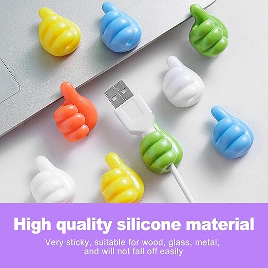 32 Pack Thumbs Up Wall Hooks, Self-Adhesive Silicone Clips for Cable Management, Key Holder, Desk Organizer, Fun Decorative Hooks for Office and Home