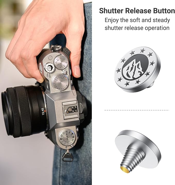 JJC Camera Shutter Button, Soft Release Button for Fuji Fujifilm X-M5 X-T5 X-T4 X-T50 X-T30 III II X-PRO3 X00VI X100V X-E5 X-E4 X Half Leica Q3 M9 Sony RX10 IV Nikon Zf Df Cameras, Mountain Pattern