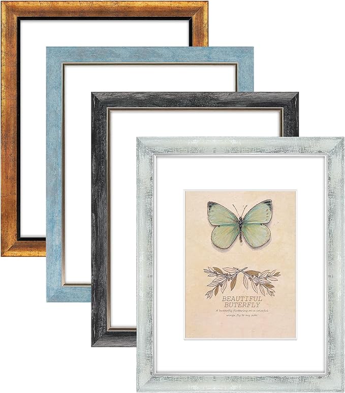 XUANLUO 11x14 Picture Frames Set of 4 Rustic Retro Photo Frame with HD Plastic Cover for Wall Mount and Tabletop Display Family Friends Wedding Gift