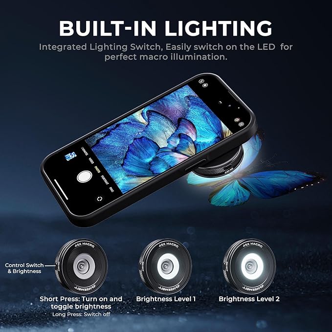Freewell 45x Macro Lens for Smartphones 17mm Threaded Extreme Detail Close-Ups Lens for iPhone & Samsung