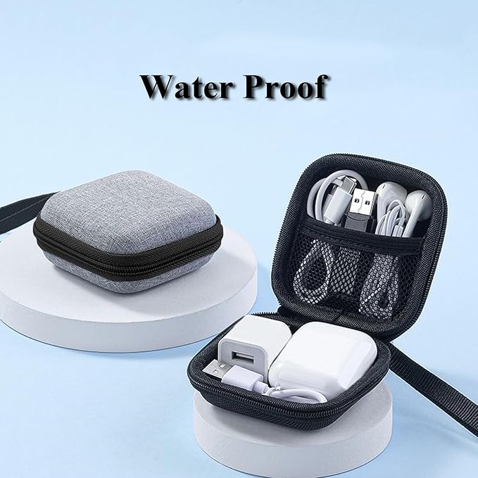 Charger Case,Mini Cable Organizer Cases,Pouch Case Bag,Small Charger Organizer,Waterproof Travel Storage Carrying Bag for USB Drives,Power Adapter,Earphones,Cords etc,Single Layer,Gray