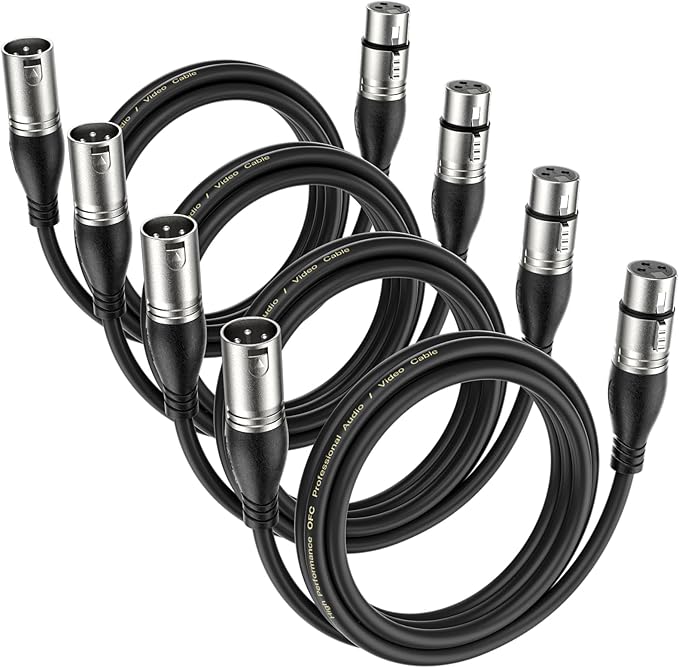 EBXYA XLR Cable 3ft 4 Packs - Premium Balanced Microphone Cable with 3-Pin XLR Male to Female Mic Speaker Cable, Black