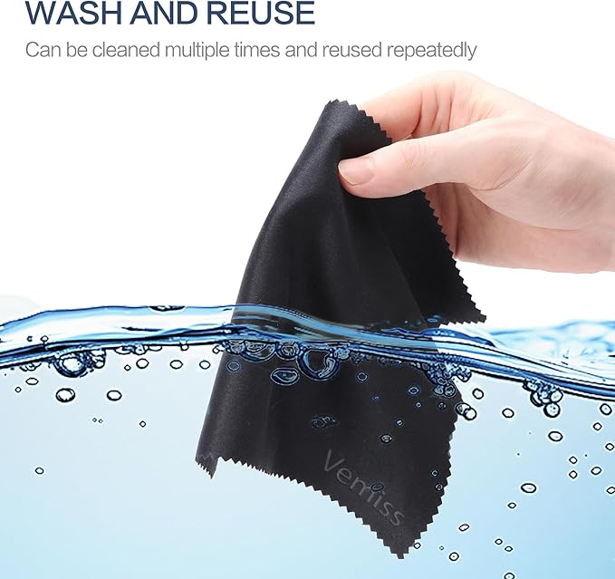 Vemiss 6 Pack Microfiber Glasses Cleaning Cloth, Wipes Lens Eyeglasses & Screens - Reusable, Portable with Keychain & Pouch - Sunglasses, Jewelry, Phone Cleaner Cloth (Color 2)
