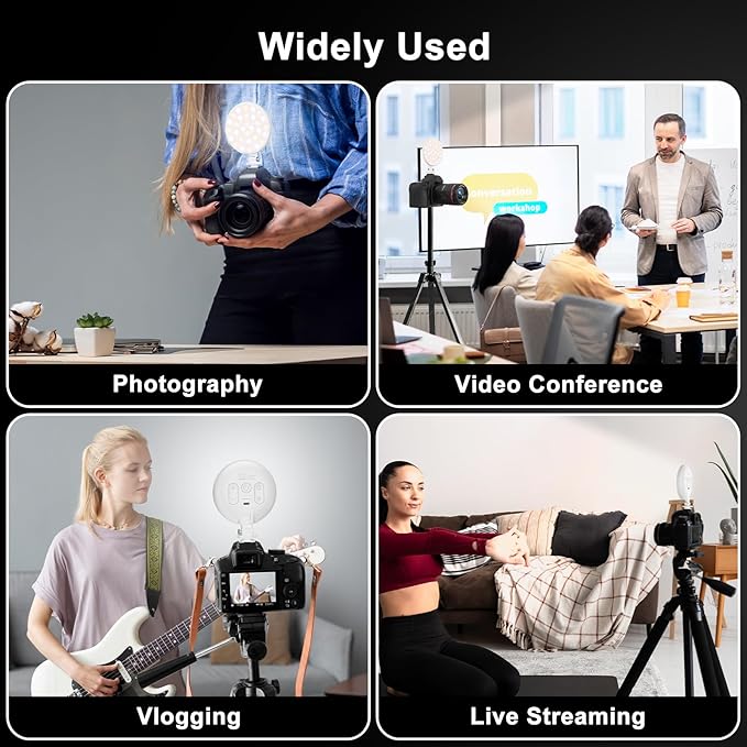 Hagibis LED Video Light, 2500mAh Rechargeable Camera Light, CRI97+ Dimmable Ring Light with Cold Shoe Mount, Portable Photography Lighting for Camera Phone Photography, Vlog Filming&TikTok Live(White)