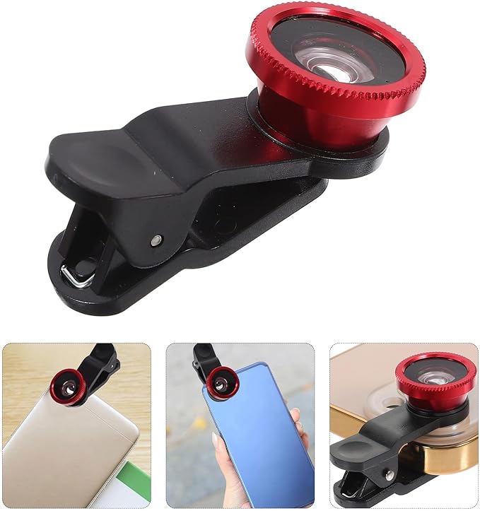 FRCOLOR 3-in-1 Smartphone Camera Lens Kit Wide Angle Macro Fisheye Lenses Universal Clip-on Phone Lens Set Mobile Photography Black Clip for Mobile Device Users
