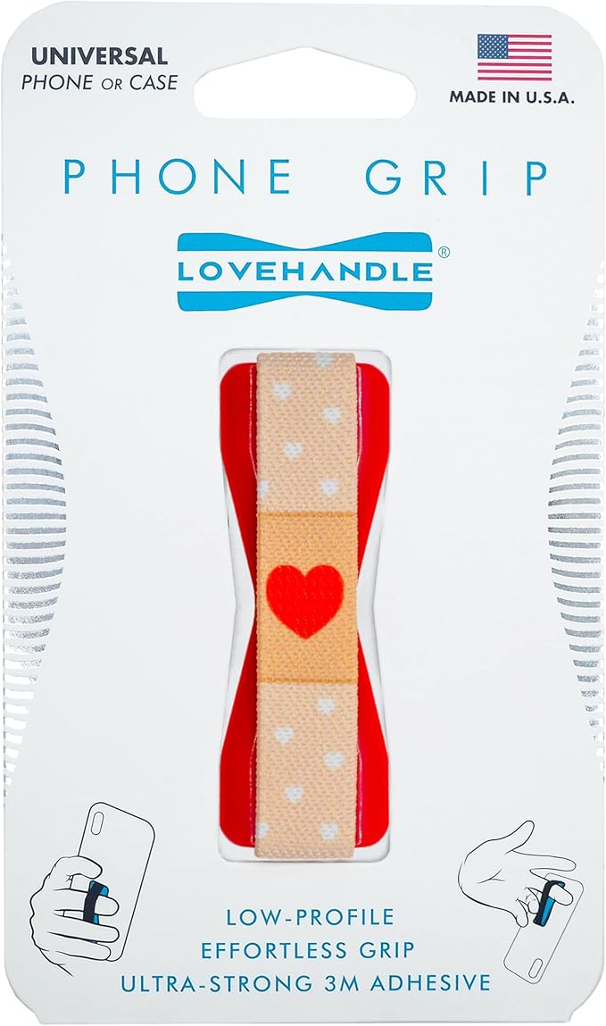 LOVEHANDLE Universal Phone Grip for Smartphones & Mini Tablets - Phone Holder for Hand - Wireless Charging Compatible - Made in The USA - Get Well Soon