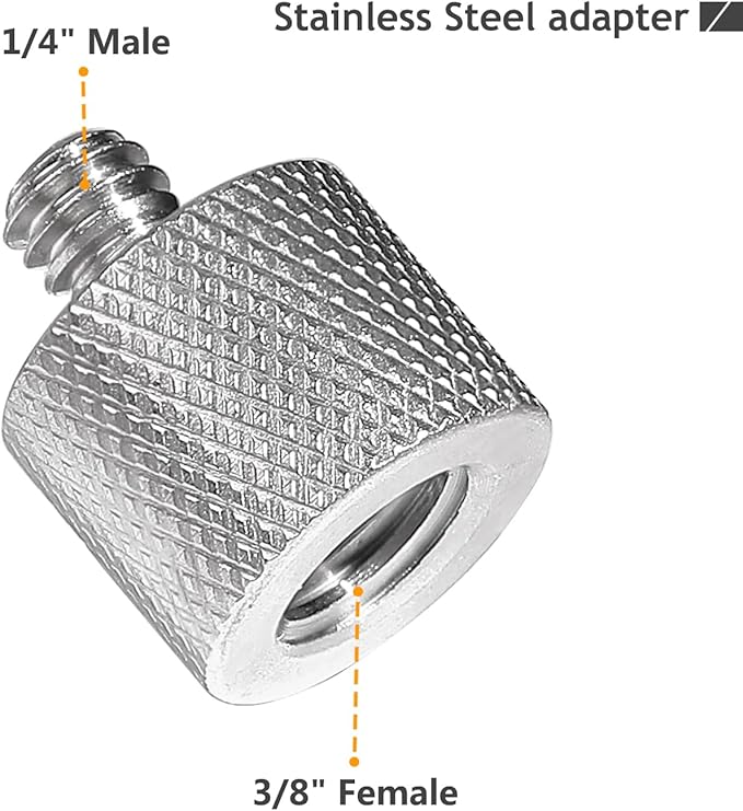 1/4 to 3/8 Camera Screw Adapter, Tripod Adapter 1/4 Male to 3/8 Female of 304 Stainless Steel Prevents wear and Tear, Break for Camera Monitor, Tripod, mic Stand Mount