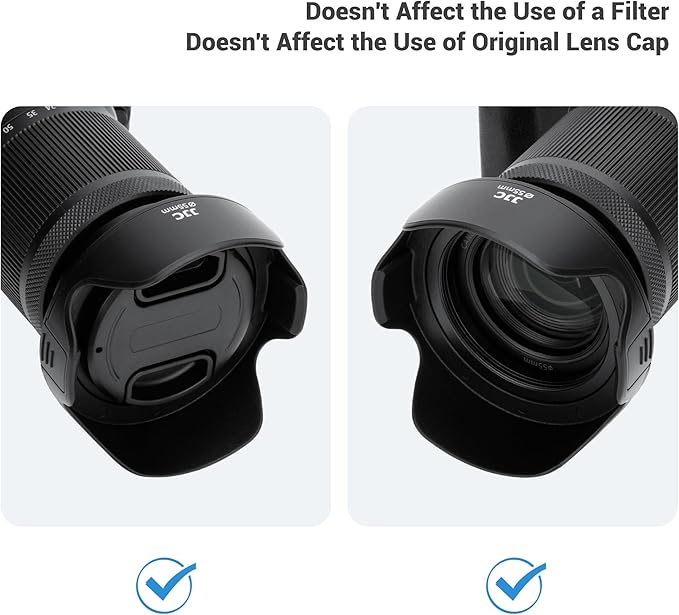 JJC 49mm Tulip Flower Lens Hood Accessories for Canon EOS R100 R50 R10 with RF-S 18-45mm Lens, for Canon EOS M50 II M6 II M200 with EF-M 15-45mm Lens, Reversible Design & Support 49mm Filter/Lens Cap