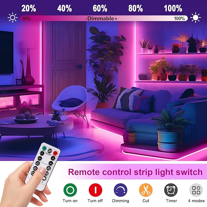 Pink COB LED Strip Lights Battery Powered with Remote, 6.56FT 640LED Light Strip Dimmable Cuttable Flexible Wireless LED Tape Light for Gifts, Bedroom, Party, TV Backlight, Home Lighting Decor