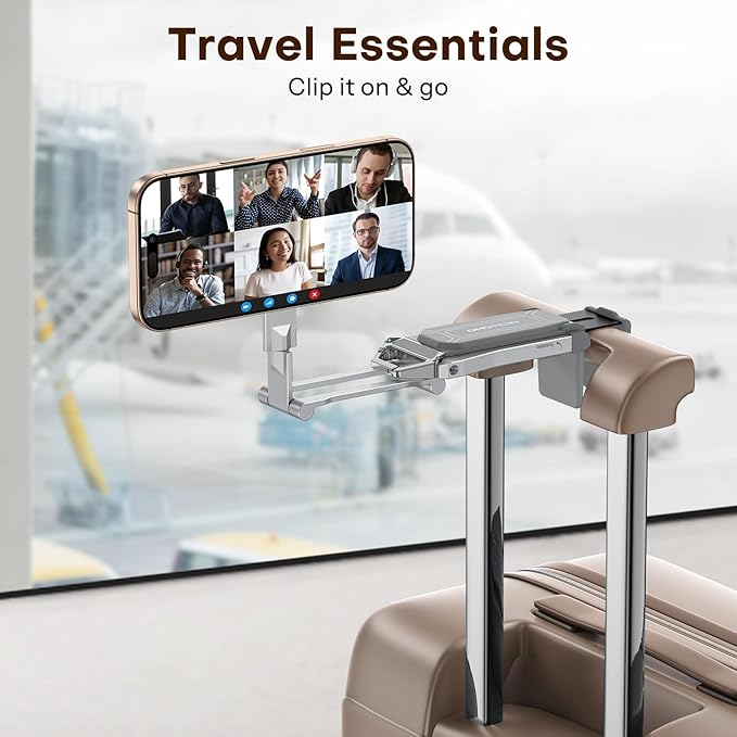 OMOTON 360°Rotating for MagSafe Tripod Mount, Adjustable Aluminum Magnetic Phone Tripod for iPhone 17/16/15/14 Pro Max Air, Foldable Cell Phone Stand Fits Vlog, Gym, Travel Essentials, Silver