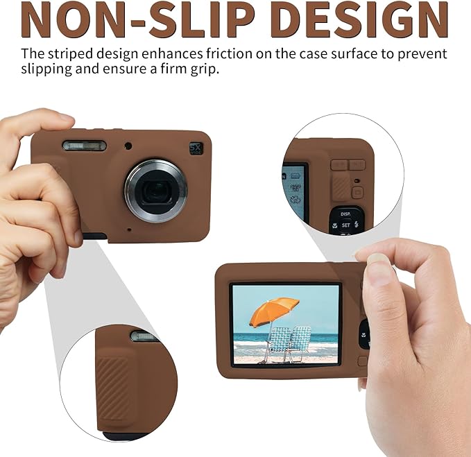 Easy Hood Camera Case for Kodak PIXPRO FZ55, Soft Silicone Cover Anti-Scratch Slim Fit FZ55 DSLR Camera Sleeve Body Skin Travel Protective Case, Brown