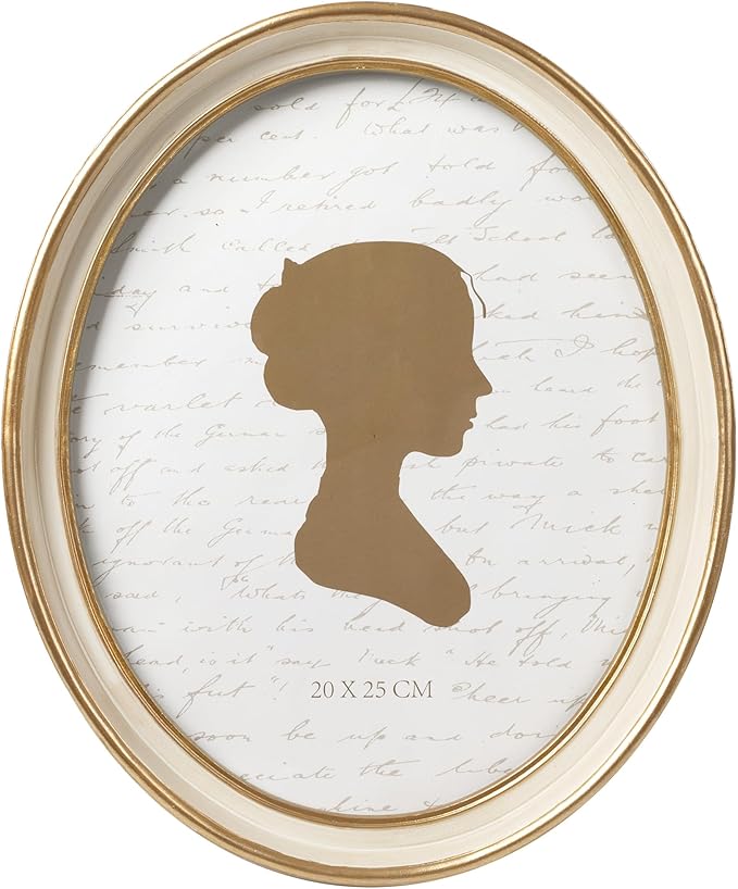 AELS 8x10 Inch Vintage Picture Frame, Elegant Antique Photo Frames with Glass Front, Photo Display, Tabletop Wall Hanging, Gift Ideas, Off-white Oval with Gold Trim