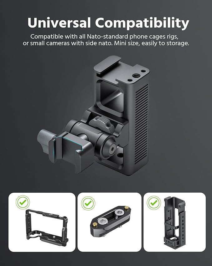 77mm/3.03" Mini Multi Functional Rotatable Side Handle with NATO Clamp for Pocket 3 Cage, Phone Cages Rigs – Perfect for Live Streaming and Video Shooting