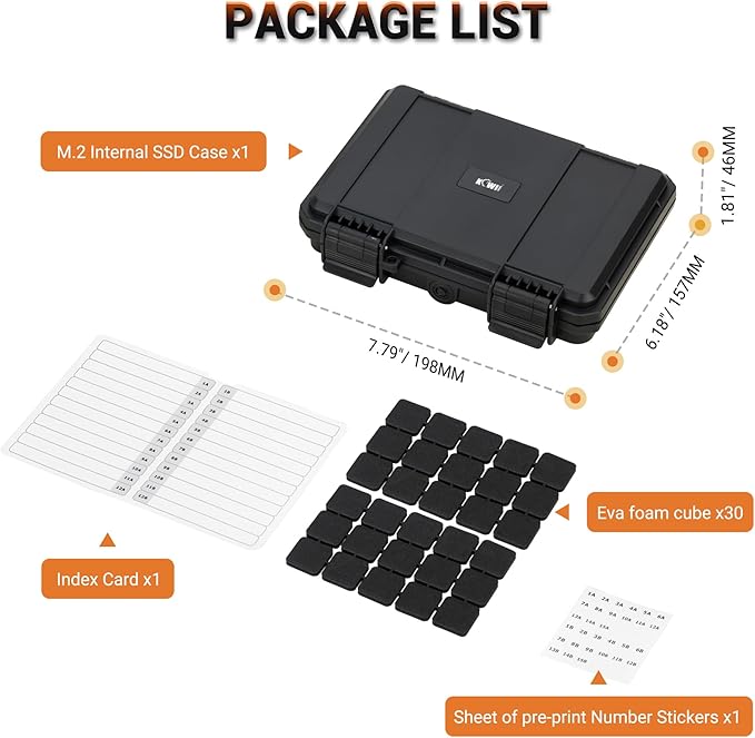 High Capacity 24 Slots M.2 2280 2260 2242 2240 2230 Case, Sturdy M.2 NVMe SSD Card Case with Label & Notepaper, Water-Resistant & Shockproof M.2 2280 SSD Holder Vertical Style M.2 Drive Organizer Box