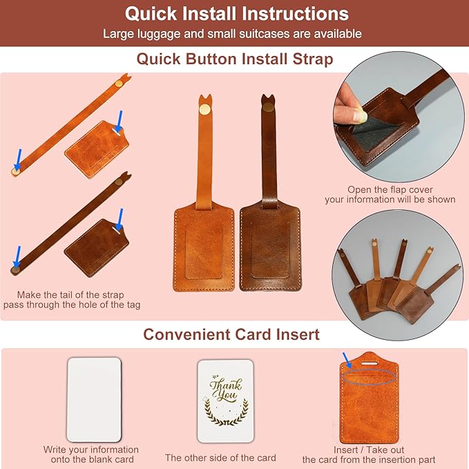 Laser Engraving Brown Luggage Tags Material - 20 Sets Ideal Laserable Engravable Faux PU Leather Gifts - Lasable Leatherette Name ID with Flap Cover for Suitcases Bag Backpack During Trip