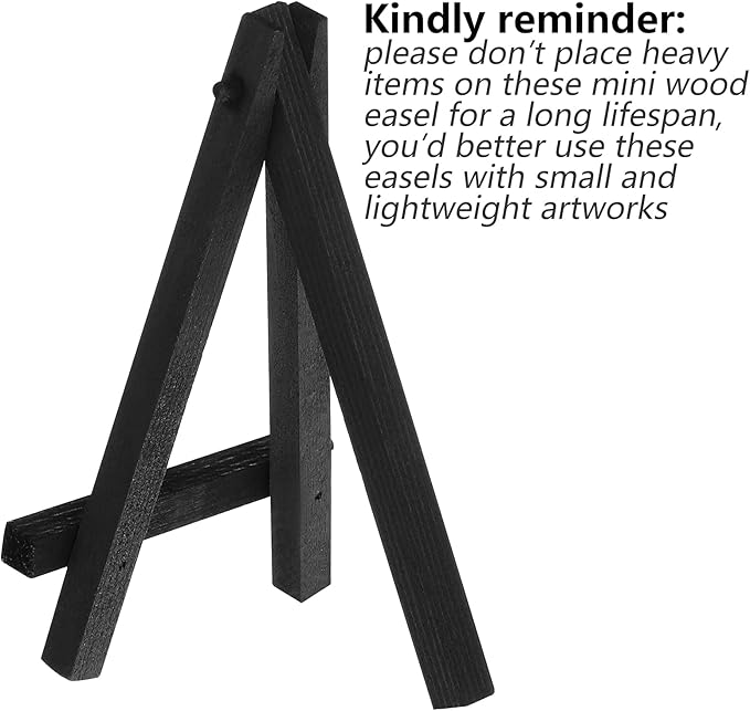 Chuangdi 12 Pieces 5 Inch Black Mini Wood Display Easel, Holder for Small Canvases, Cards, Photos, Notices, Etc