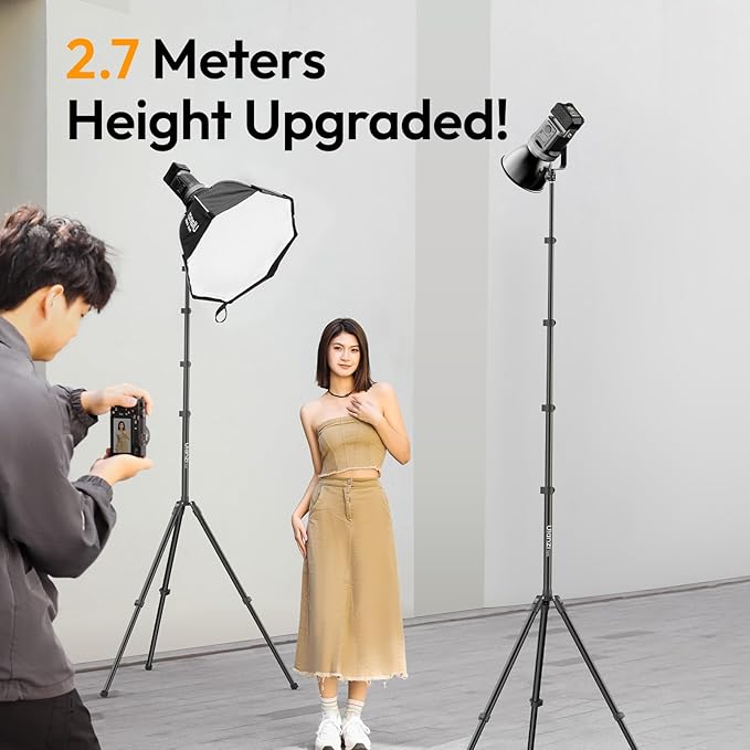 ULANZI Smartphone Video Rig with Light, Cell Phone Handheld Stabilizer with Ring Light, T270 Light Stand 8.8ft/270cm Adjustable Photography Light Tripod Stand for Photo Video Shooting