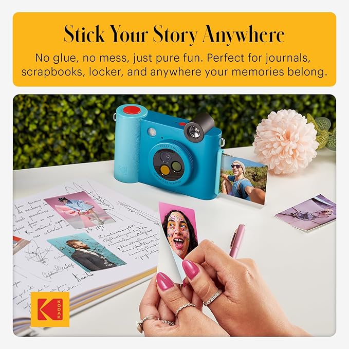 Kodak Smile+ 2-in-1 Digital Instant Print Camera & Wireless Bluetooth Photo Printer - 10MP, Special-Effect Rotating Lens, Zink 2x3” Sticky-Back Photos, Print via Fun App from Smart Devices - Blue