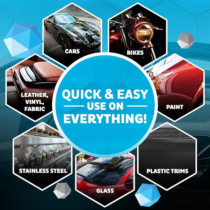 MAXLONE ™ Car Spray with Triphene® Technology, Quick Spray & Wipe All Purpose Waterless Detailer - Clean, Shine, Protect Paint, Glass, Wheels, Trim Without Pre-Washing (2, 20oz w 4 Micro Fiber Cloth)