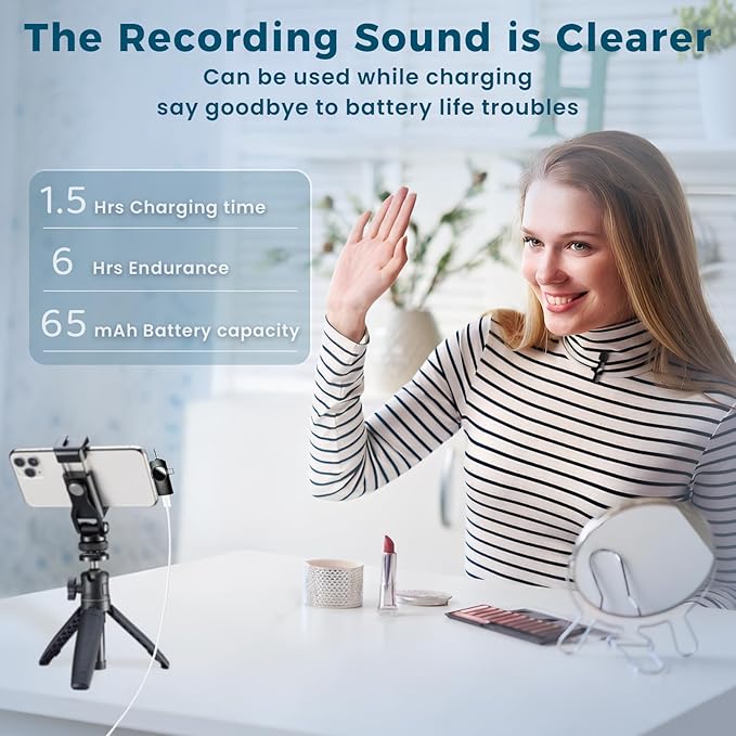3 in 1 Mini Microphone,Wireless Lavalier Microphones for iPhone Android Camera USB-C,2.4G Ultra-Low Delay,Noise Reduction,Microphone Video Recording, Live Streaming (Black, 3microphone) (3) (3)