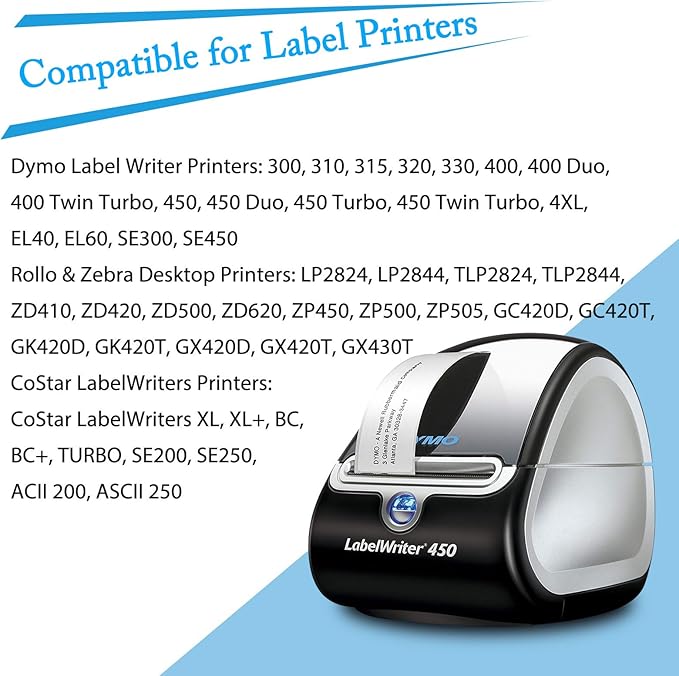 Compatible for DYMO 30256 Direct Thermal Shipping Labels 2-5/16" x 4" Perforated LW Large Mailing Address for Labelwriter 450, 450 Turbo, 4XL Printers-10 Rolls/3000 Labels [NOT FIT 550 & 5XL]