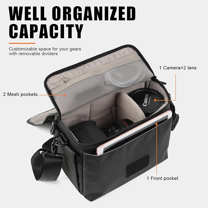 Besnfoto Camera Bag Small DSLR Camera Shoulder Bag for Photographer Waterproof Messenger Bag Crossbody Case Compatible with Canon Sony Nikon