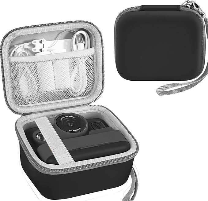Leayjeen Kids Camera Case Compatible with Dylanto/GKTZ/HiMont/CAMCLID/ESOXOFFORE Kids Instant Print Camera, for 1080P Printed Photos,Christmas Gifts and Birthday Gifts for Kids（Black）(Case Only)