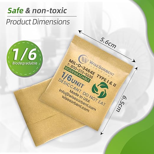 1/6U Kraft Clay Desiccants Packs for Storage - Silica Gel Packets Alternative, 6 Gram Food Safe Bentonite Clay Desiccant Bags, Military Grade Highest Moisture Absorbers [30 Pack]