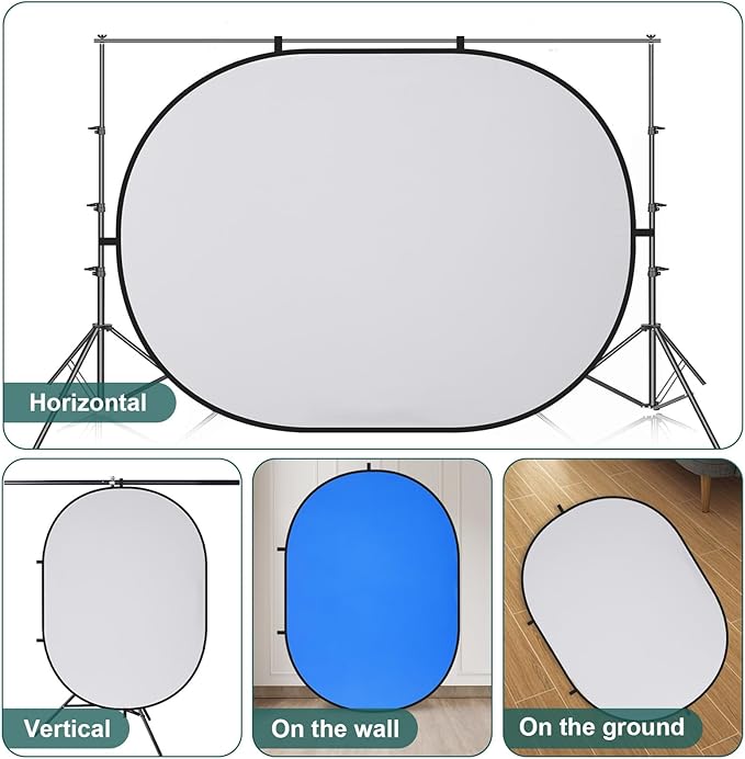 Kate 5x6.5ft(1.5x2m) Collapsible Backdrop Blue Grey Twist Flex Folding Pop up Backgrounds for Photoshoot, Headshots Photo, Video Calls