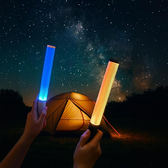 LED Glow Sticks Reusable Glow Party Favor Supplies Multicolor Light Up Stick Idol Concert LED Flashing Bright Glow Lightsticks for Wedding, Birthday, Raves, Concert, Halloween, Christmas (White-2Pack)