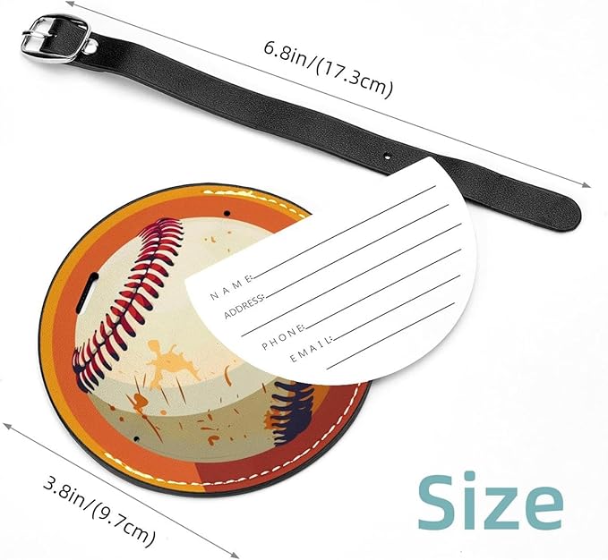 2 Pack Baseball Ball Background Luggage Travel Bag Tags