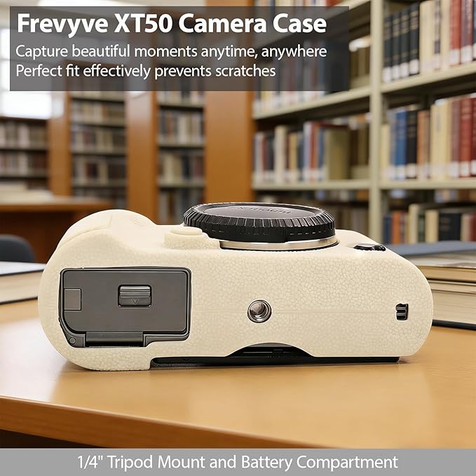 Frevyve Case for Fujifilm X-T50 Body Camera, Skin, Anti-Scratch, Lightweight Sleeve, Fuji XT50 Soft Silicone Rubber Protective Case Cover for Fujifilm XT50 Camera Accessories (Beige)