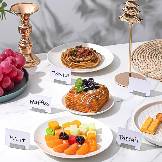 24 Pcs Small Table Number Holders Metal Place Card Holder Vintage Mini Table Number Name Card Display Stand for Wedding Memo Reception Photo Picture Party Restaurant, 1.4 x 1.3 x 1 Inch (Silver)