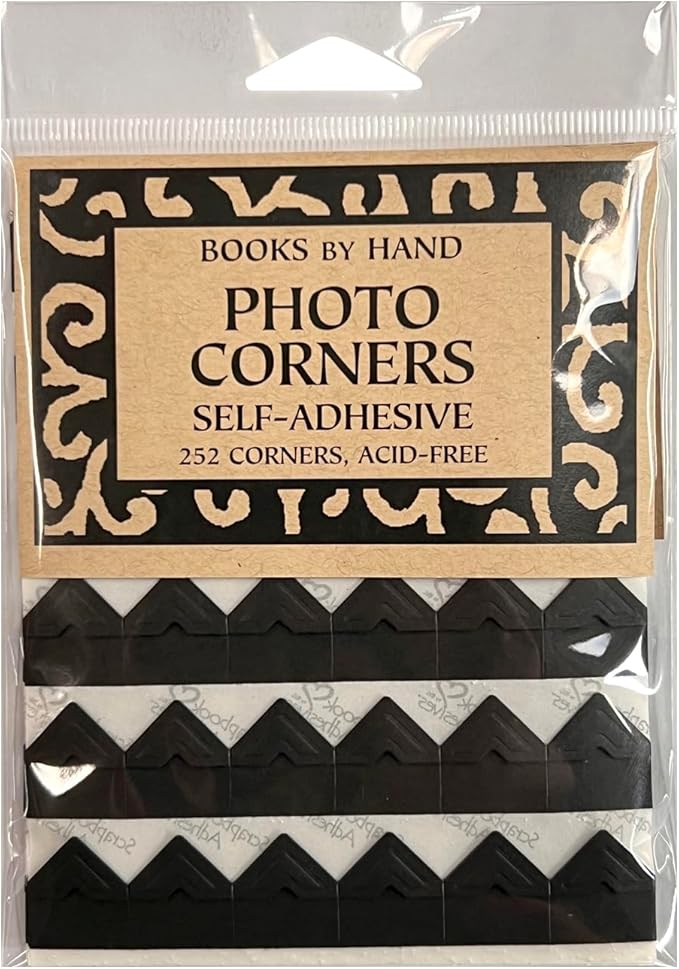 Books By Hand BBHM215PS Self-Adhesive Photo Corners, Acid-Free, Archival Quality. 0.5 Inch. Pack of 252. Black.