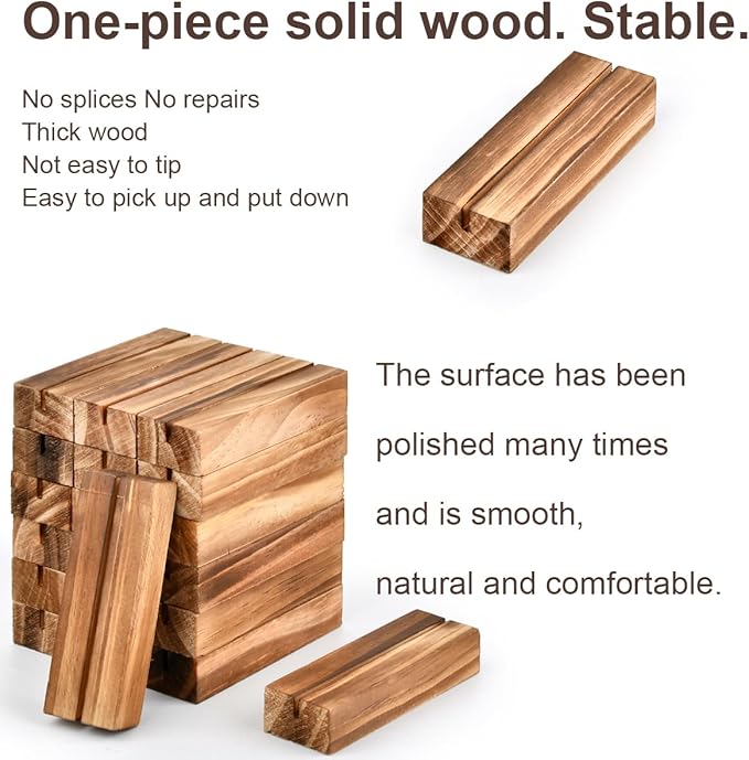 20pcs Wood Place Card Holders, Wood Table Number Stands Wooden Acrylic Sign Holder Table Decor, Vintage Wooden Block Picture Holder for Price Photo Display Wedding Party Events Decoration