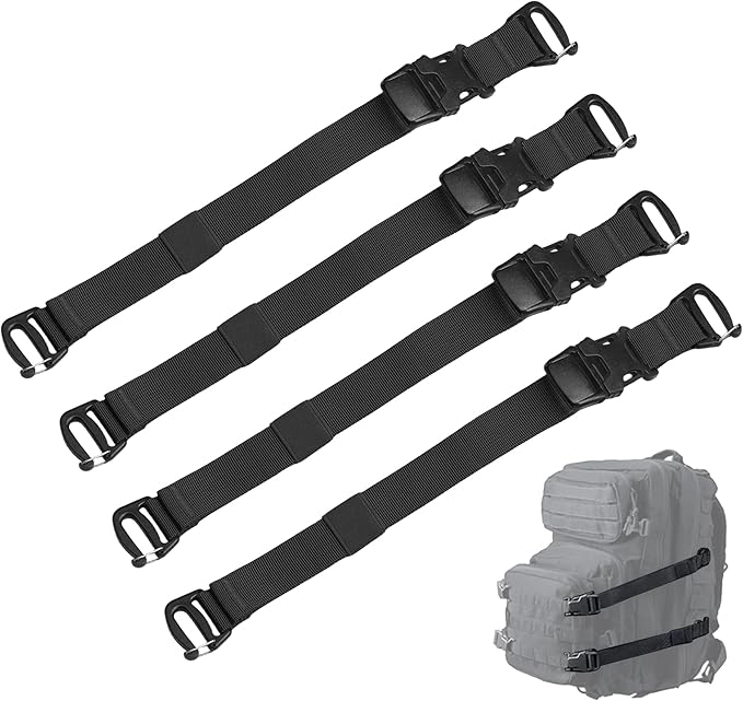 Molle Straps, 4 Pcs Tactical Molle Backpack Straps with Buckles, Adjustable Attachment Webbing Strap to Tie Down Tripod, Backpacks, Other Gear, Molle Accessories for Outdoor Hiking Camping Climbing
