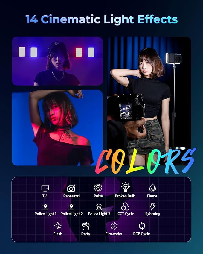SmallRig RM 25C Mini LED RGB Video Light, 3100mAh Battery, HD LCD Display, 25W Portable Camera Light for Photographers, Content Creators, 2500K-10000K CRI 96 TLCI 99, Magnetic Mounting Diffuser - 5357