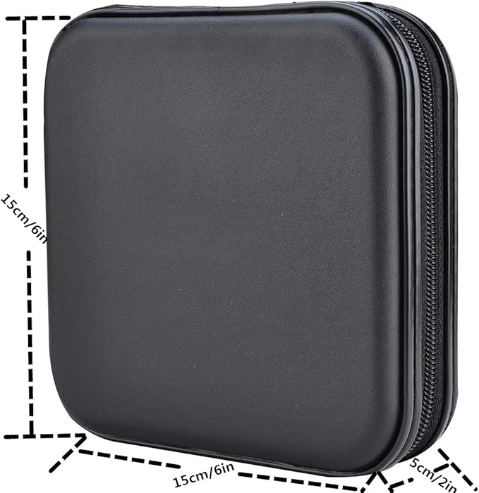 CD DVD Wallet, 32 Capacity Heavy Duty, DVD CD Case Holder for Car,Portable DVD/VCD Storage Disk, Hard Shell Sturdy case, Car CD Disk Holder, Booklet, Blu-ray Wallet (32 Capacity,Black)