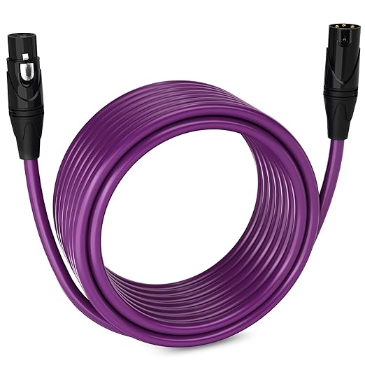 LyxPro 30 Feet XLR Microphone Cable Balanced Male to Female 3 Pin Mic Cord for Powered Speakers Audio Interface Professional Pro Audio Performance and Recording Devices - Purple