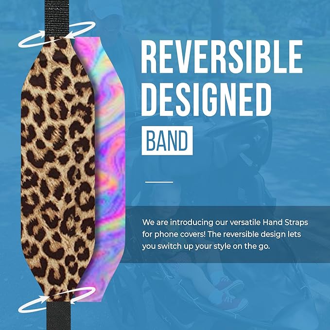 Switchbands Universal Phone Grip Strap – Pack of 2, Customizable & Reversible Elastic Phone Strap Grip Holder, Ultra-Slim Hand Strap for Phone Case for Almost All Phone Cases - Leopard & Pink Tie dye