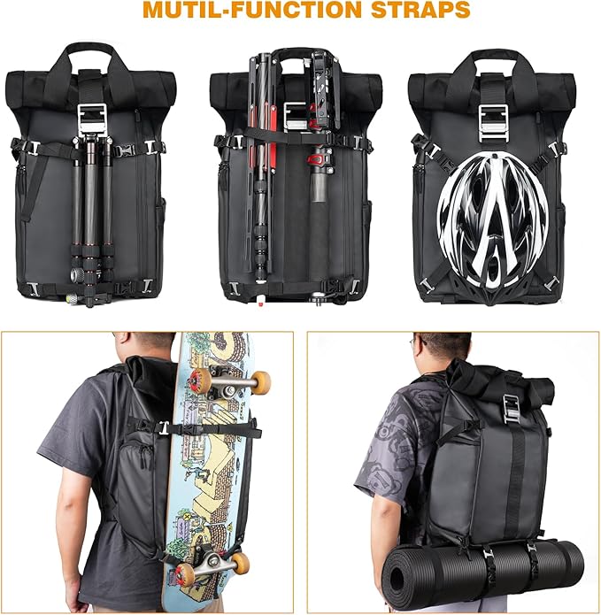 Besnfoto Camera Backpack Waterproof Camera Bag Satchel for Photographer DSLR SLR Mirrorless with Laptop Compartment and Rain Cover