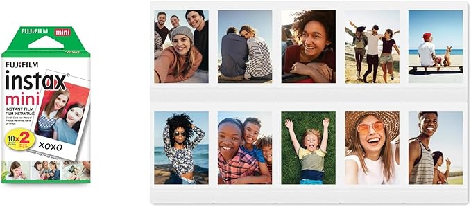 Fujifilm Mini Instant Film (White) for Mini 8,9,11,12,50s, 25, 7s, 90, 300 Cameras, Instax Mini Link's W/Microfiber Cloth by Megen (20 Prints)