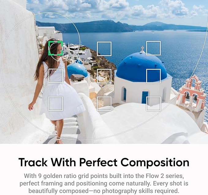 Insta360 Flow 2 Grey - Foldable AI Gimbal for iPhone, AI Tracking, Multi-Person Tracking, Built-in Tripod/Selfie Stick, Remote Control, iPhone/Android Portable Stabilizer