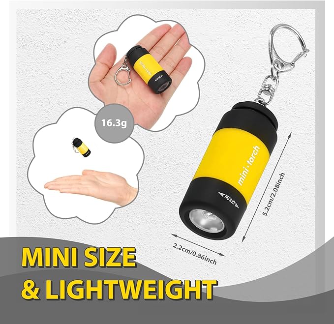 6-Pack Small Keychain Flashlights, LED Pocket Keychain Light with White Light, Waterproof USB Rechargeable Mini Flashlights in Bulk for Kids and Adults Emergency, Camping, Night Reading